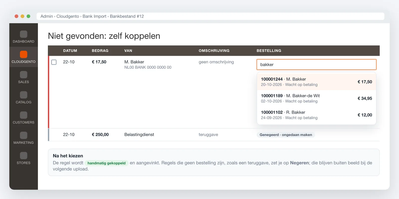 Een betaling zelf aan een bestelling koppelen