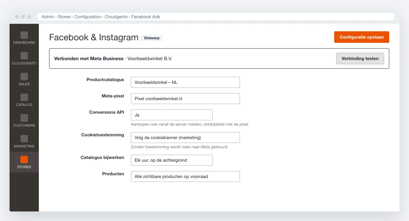 Instellingen voor Facebook en Instagram